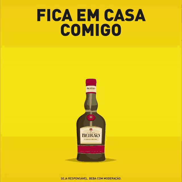 a bottle of beiro is displayed on a yellow poster