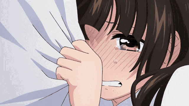 a girl with tears coming out of her eyes