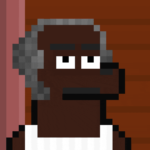 a pixel art drawing of a man with gray hair