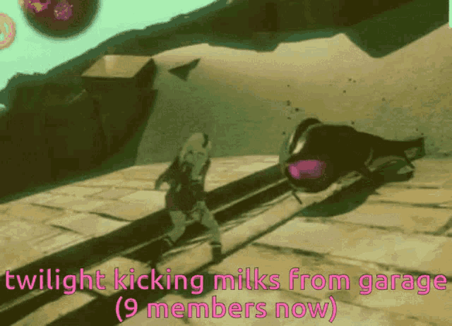 twilight kicking milks from garage ( 9 members now ) on a video game screen