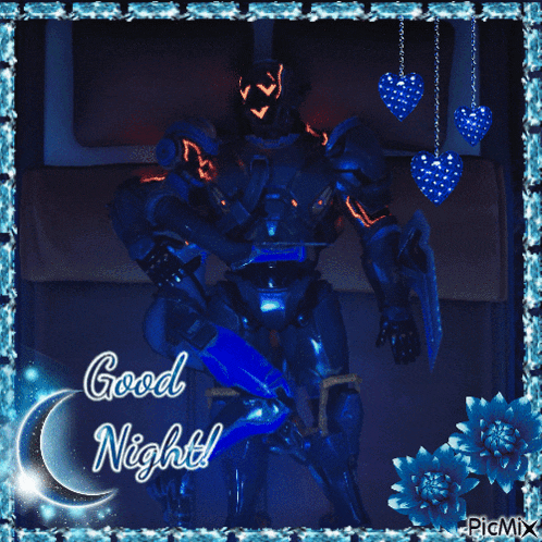 a picture of a robot with the words good night written on it