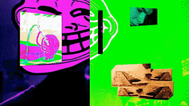 a troll face is surrounded by a collage of other images