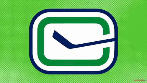a blue and green logo with a hockey stick inside of it
