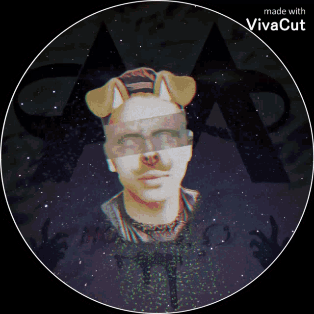 a picture of a man wearing a dog ear mask is made with vivacut