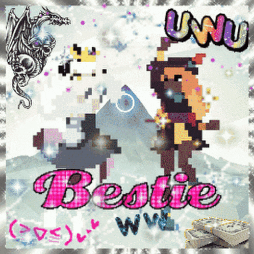 a picture of a cartoon character with the word bestie on it