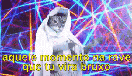 Bruxo Gato Dançando Rave Bruxão GIF - Wizard Cat Dancing GIFs