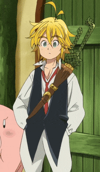 a cartoon character is standing in front of a door
