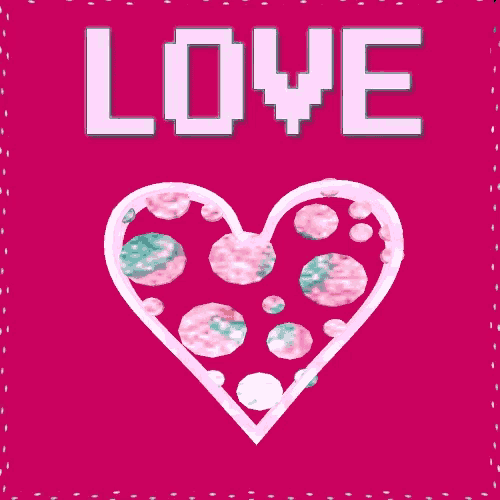 a pink background with a white heart and the word love