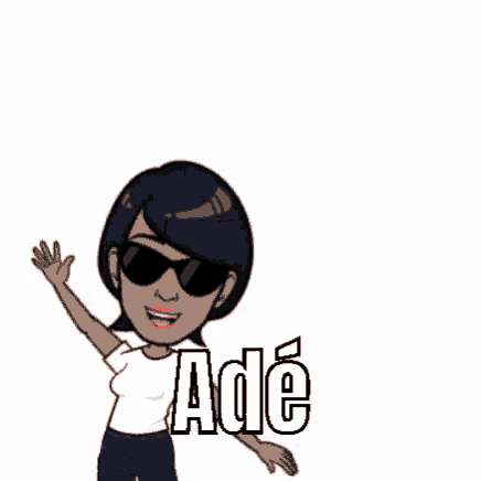 a cartoon woman wearing sunglasses and a white shirt says i do