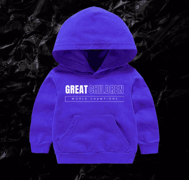 a purple hoodie with the words great children world champions on it