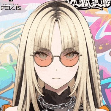 a girl with long blonde hair wearing sunglasses and a necklace