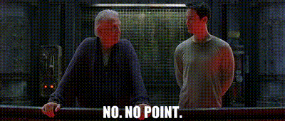 two men standing next to each other with the words no no point written on the bottom