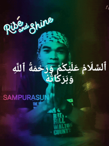 a picture of a man with the words rise and shine on top