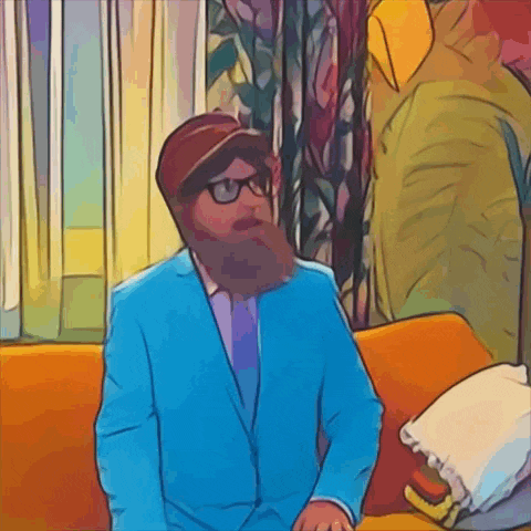 a cartoon of a man with a beard wearing glasses