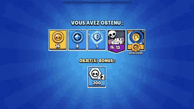 a screenshot of a game that says " vous avez obtenu " at the top