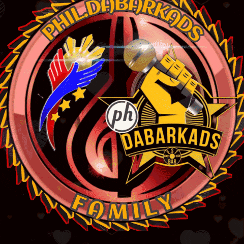 a logo for phildabarkads family with a microphone in the center
