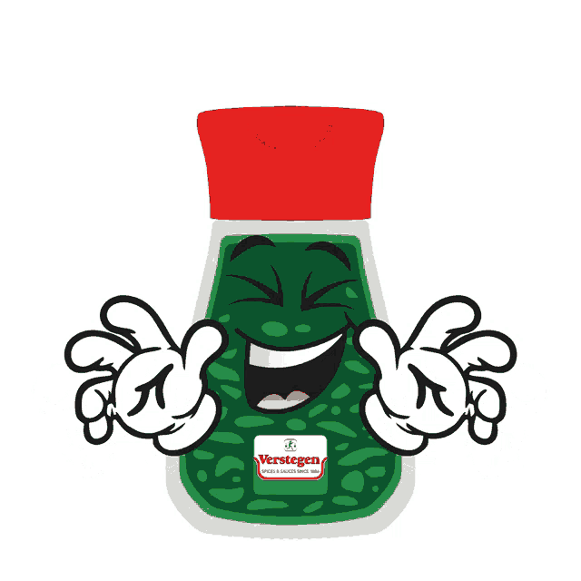 a cartoon illustration of a bottle of verstegen seaweed