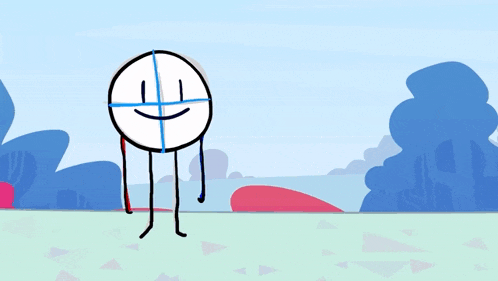a cartoon character is laying on the ground with a red bag on his head .
