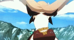 a cartoon character is flying through the air while wearing sunglasses and a backpack with a sheriff 's hat on it .
