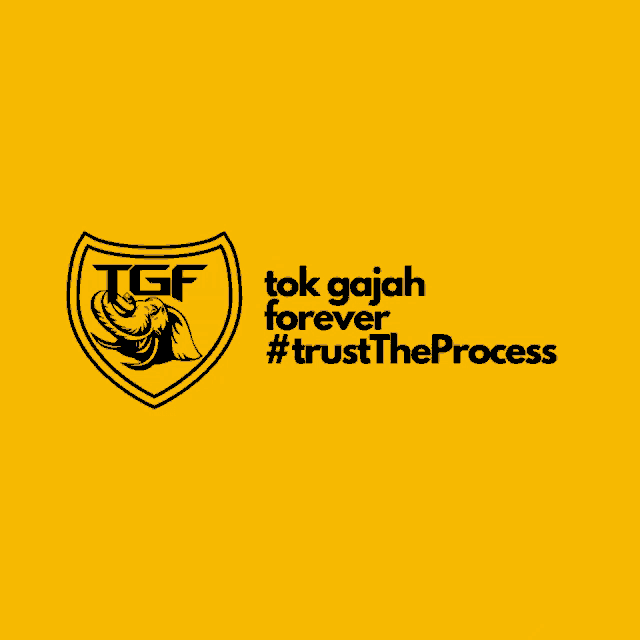 a logo for tgf that says tok gajah forever #trust the process