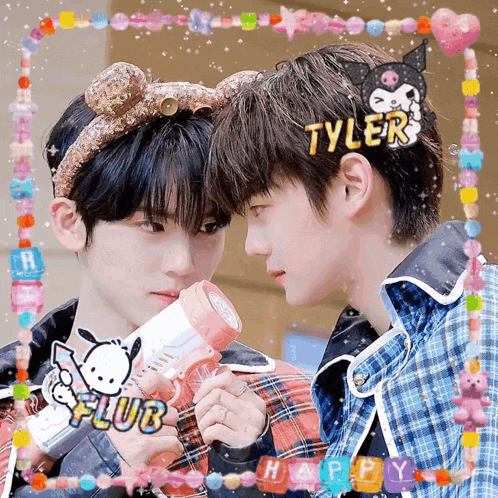 a picture of two boys with the name tyler on the top