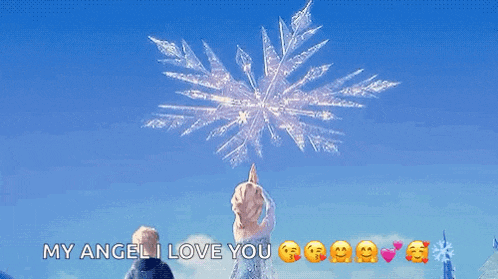 a picture of elsa from frozen with the words " my angel i love you " on the bottom