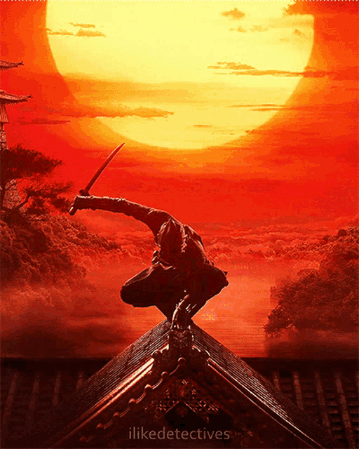 a silhouette of a person holding a sword with the words ilikedetectives below