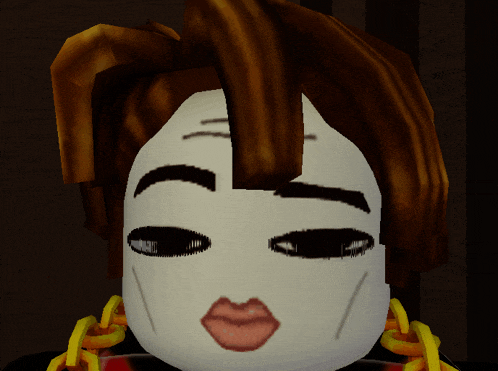 a close up of a person 's face with brown hair and a red lip
