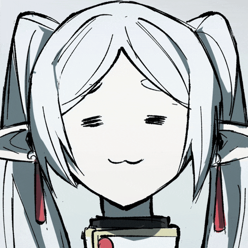 a drawing of a woman with white hair and ears