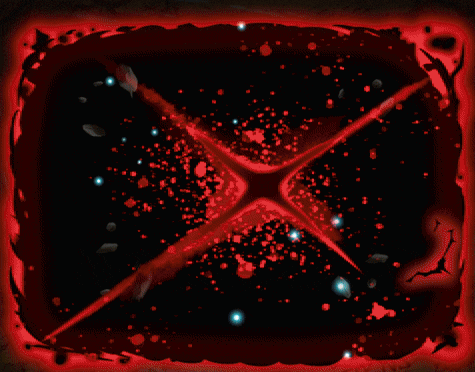 a drawing of a man with a sword and a red background