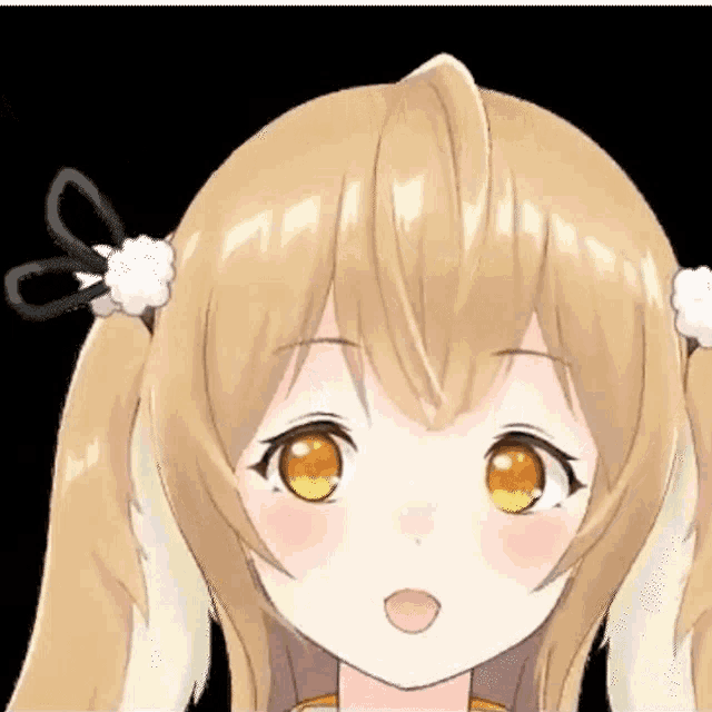 a close up of a anime girl 's face with a surprised expression .
