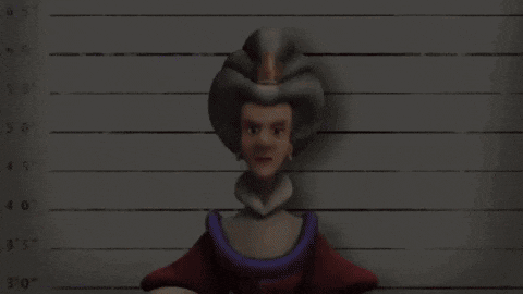 a cartoon character with a crown on her head is standing in front of a police lineup