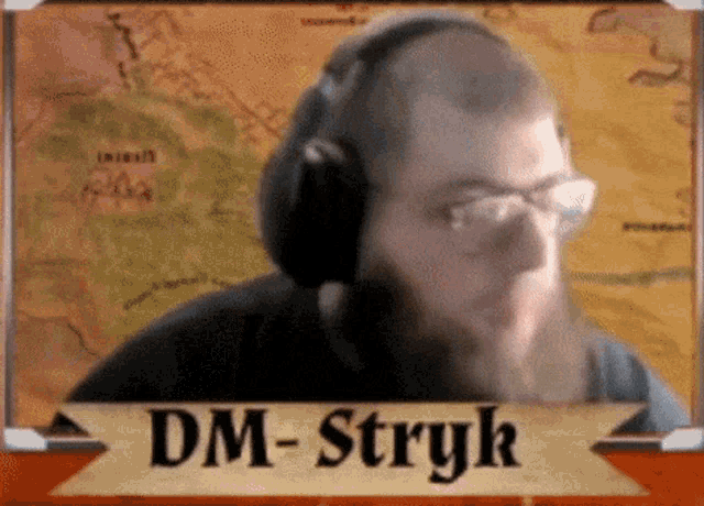 a picture of a man wearing headphones with the name dm-stryk