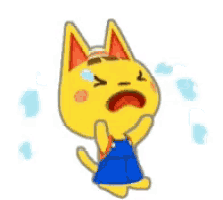 a cartoon cat is crying and wearing overalls