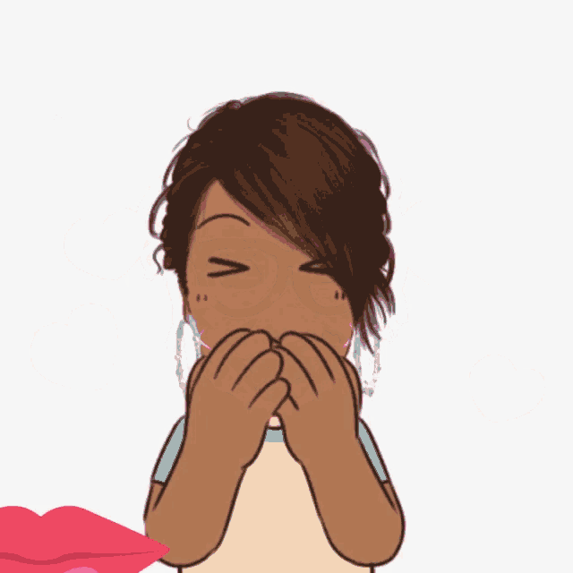 a cartoon of a woman with a heart in front of her face