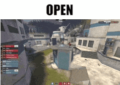 a screenshot of a video game with the word open on the top