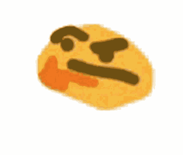 a close up of a yellow emoji with a smirk on it .