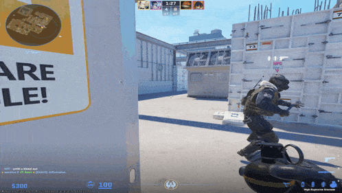 a video game screen shows a man holding a grenade in front of a sign that says ' are le '