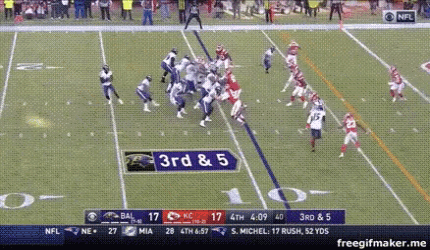 a football game between bal and kc is going on
