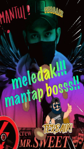 a poster with a man wearing a mask and the words " meledak " on it