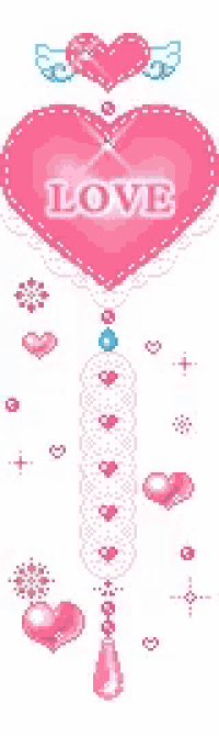 a pink heart with the word love on it surrounded by hearts