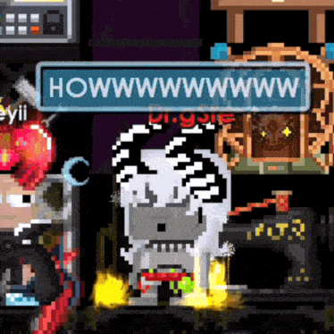 a cartoon character with a sign that says howwwwwww on it