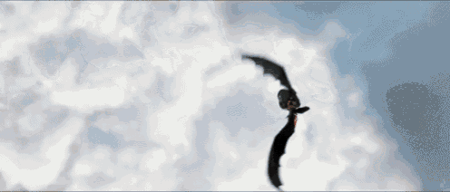 a bat is flying in the sky with its wings outstretched .