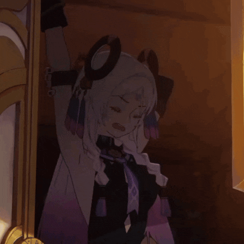 a cartoon character with white hair and purple wings has the letter a on her sleeve