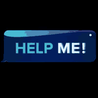 a blue help me button with a white star on it
