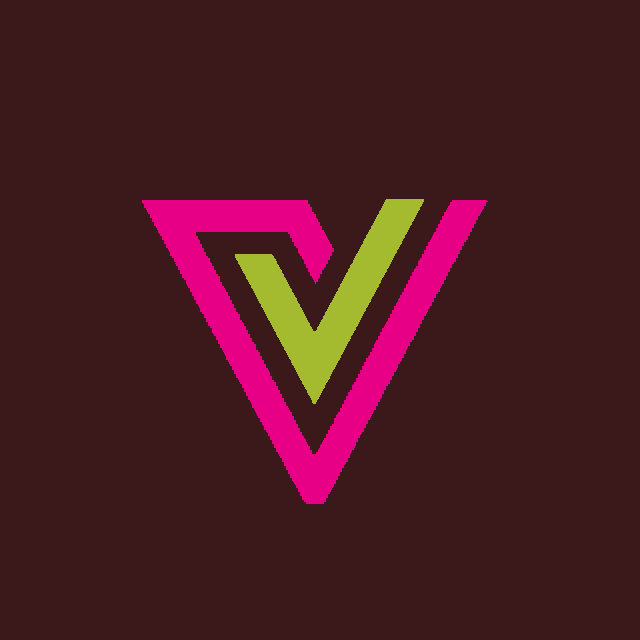a black background with a yellow and white letter v in a triangle