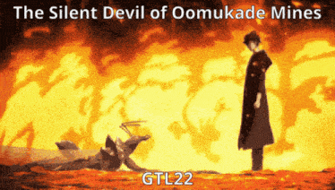 the silent devil of oomukade mines gtl22 is written on the bottom of a poster