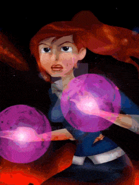 a cartoon drawing of a woman holding a purple ball with a website url at the bottom