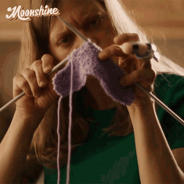 Knitting Rhian Gallagher GIF - Knitting Rhian Gallagher Moonshine GIFs