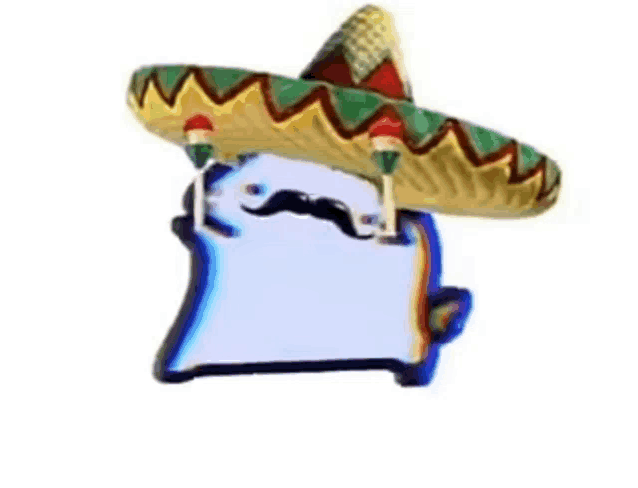 a ghost with a mustache is wearing a sombrero and dancing .